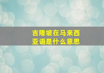 吉隆坡在马来西亚语是什么意思