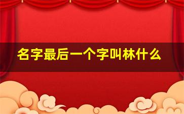 名字最后一个字叫林什么