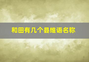 和田有几个县维语名称