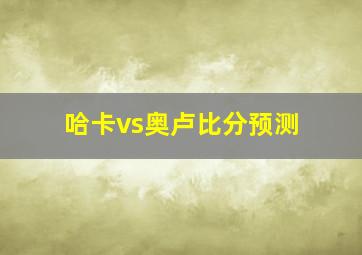 哈卡vs奥卢比分预测