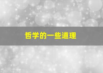 哲学的一些道理