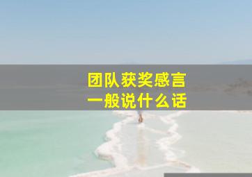 团队获奖感言一般说什么话