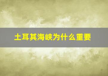 土耳其海峡为什么重要