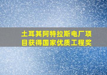 土耳其阿特拉斯电厂项目获得国家优质工程奖