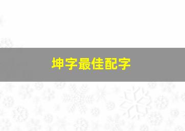 坤字最佳配字