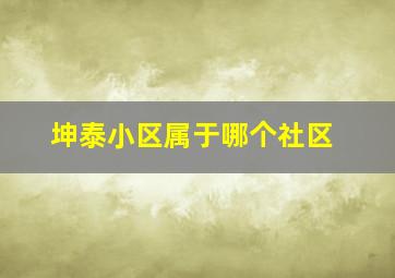 坤泰小区属于哪个社区