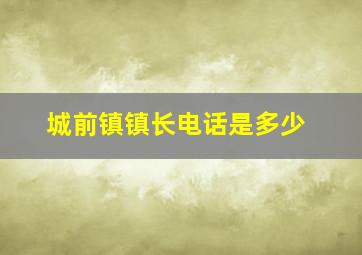 城前镇镇长电话是多少