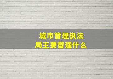 城市管理执法局主要管理什么