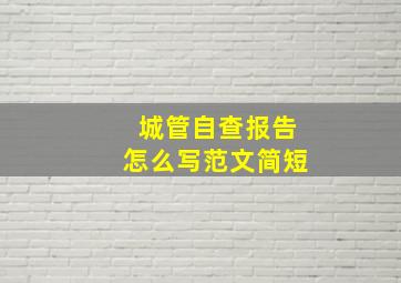 城管自查报告怎么写范文简短