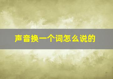 声音换一个词怎么说的