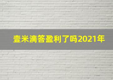 壹米滴答盈利了吗2021年