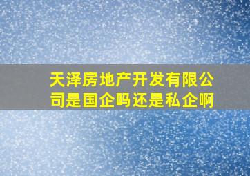 天泽房地产开发有限公司是国企吗还是私企啊