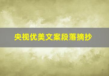 央视优美文案段落摘抄