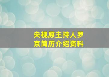 央视原主持人罗京简历介绍资料