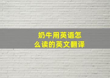 奶牛用英语怎么读的英文翻译