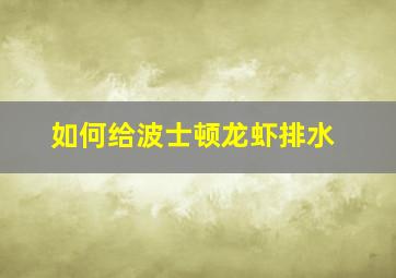 如何给波士顿龙虾排水