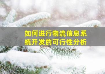 如何进行物流信息系统开发的可行性分析