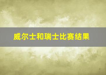 威尔士和瑞士比赛结果