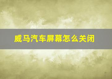 威马汽车屏幕怎么关闭