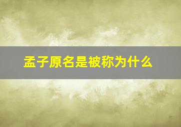 孟子原名是被称为什么