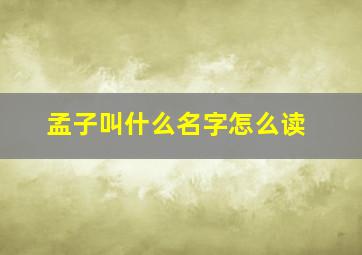 孟子叫什么名字怎么读