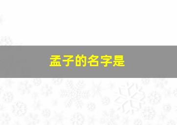 孟子的名字是