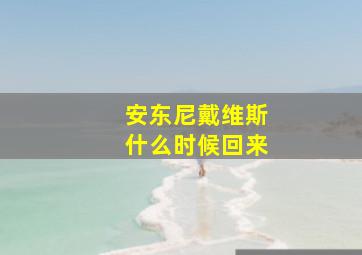 安东尼戴维斯什么时候回来