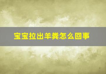 宝宝拉出羊粪怎么回事