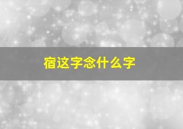 宿这字念什么字