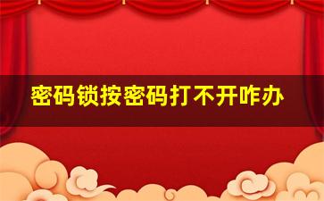 密码锁按密码打不开咋办