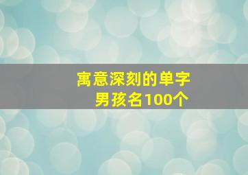 寓意深刻的单字男孩名100个