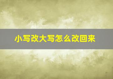 小写改大写怎么改回来