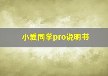 小爱同学pro说明书