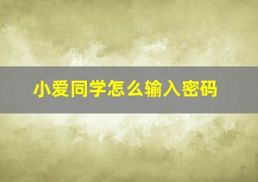 小爱同学怎么输入密码