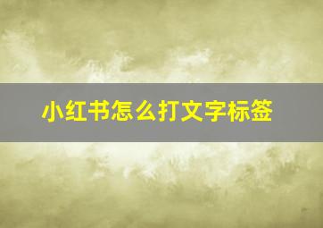 小红书怎么打文字标签