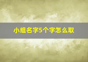 小组名字5个字怎么取