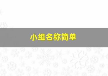 小组名称简单