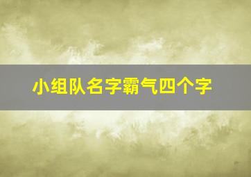 小组队名字霸气四个字