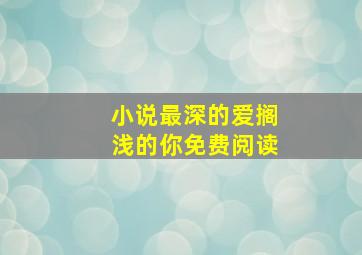 小说最深的爱搁浅的你免费阅读