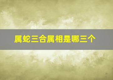 属蛇三合属相是哪三个