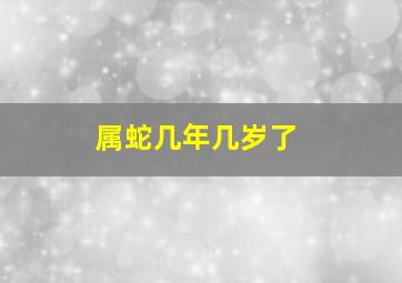 属蛇几年几岁了