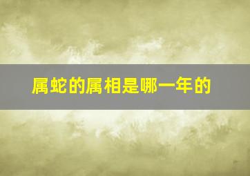 属蛇的属相是哪一年的