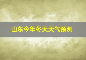 山东今年冬天天气预测