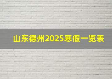 山东德州2025寒假一览表