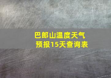 巴郎山温度天气预报15天查询表