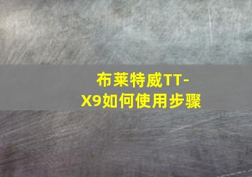 布莱特威TT-X9如何使用步骤