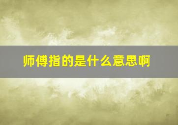 师傅指的是什么意思啊