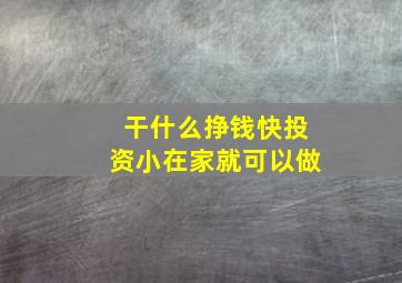 干什么挣钱快投资小在家就可以做