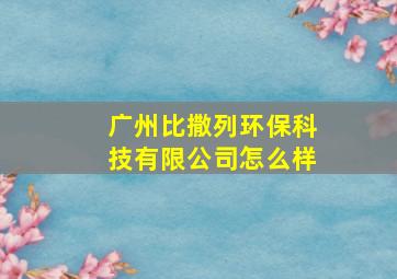 广州比撒列环保科技有限公司怎么样