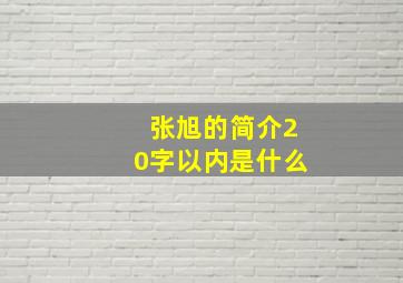 张旭的简介20字以内是什么